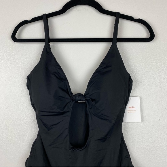 Andie The Santorini One Piece Swimsuit Cut-Out Black Size L NWT - Picture 6 of 10